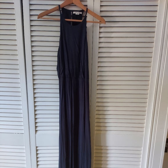 bella luxx maxi dress Blue with Pink Flowers Bella Halter Maxi Dress